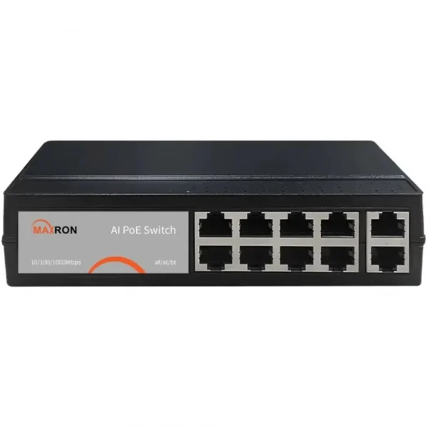 سوئیچ PoE مکسرون MSW-3008FPA-2GL-120I-V2، 8 پورت PoE و 2 پورت Uplink گیگابیتی