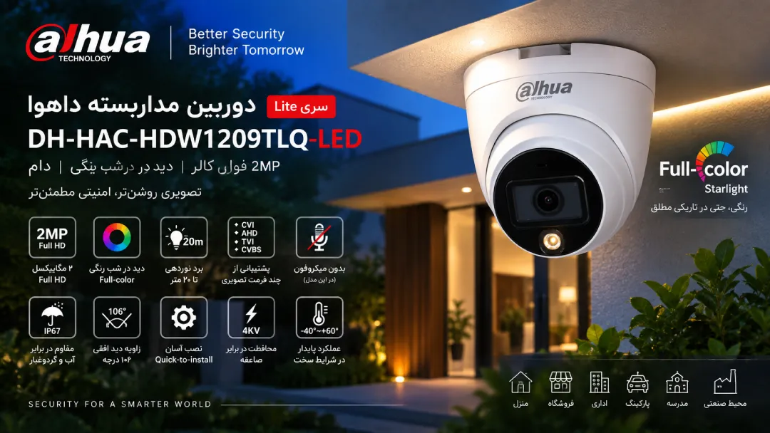 دوربین مداربسته داهوا DH-HAC-HDW1209TLQ-LED