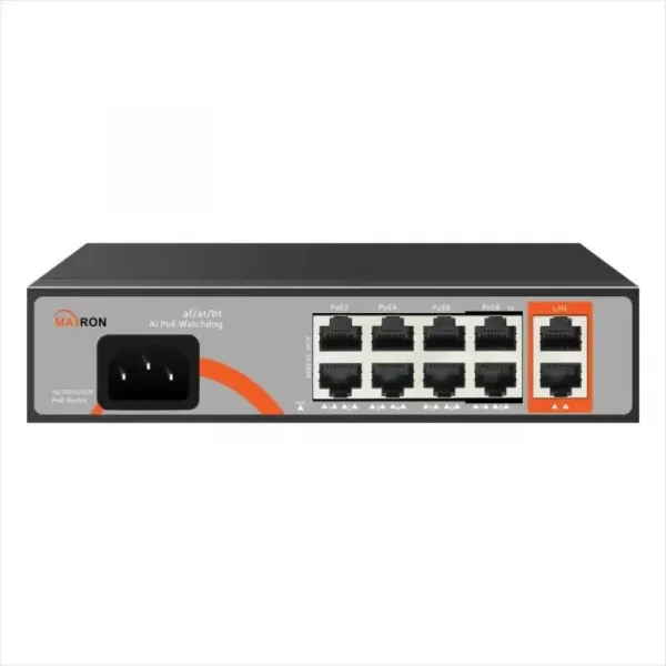 سوئیچ PoE مکسرون MSW-3008FP-2GL-120I | سوئیچ هوشمند 8 پورت PoE با 2 پورت Uplink گیگابیتی
